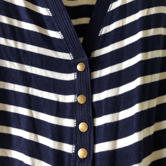 Zenana navy & white lightweight stripe snap button down cardigan sweater size 1X - Picture 4 of 9